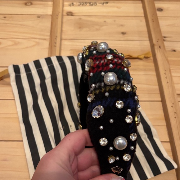 Lele Sadoughi Black Plaid Embellished Headband - Picture 3 of 7